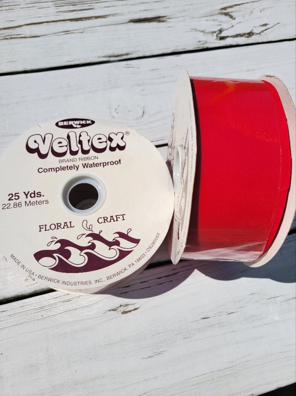 Red Floral Craft Ribbon - 25 Yards